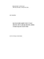 Bài toán điều khiển tối ưu toàn phương mô tả bởi hệ phương trình vi phân đại số tuyến tính 