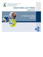 BÀI GIẢNG NHẬP môn lập TRÌNH   kỹ THUẬT lập TRÌNH đệ QUY 