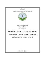 NGHIÊN CỨU BÀO CHẾ HỆ TỰ VI NHŨ HÓA CHỨA SIMVASTATIN