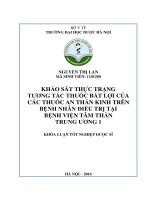 Khảo sát thực trạng tương tác thuốc bất lợi của các thuốc an thần kinh trên bệnh nhân điều trị tại bệnh viện tâm thần trung ương 1
