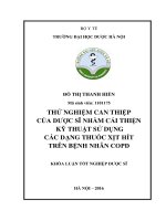 Thử nghiệm can thiệp của dược sĩ nhằm cải thiện kỹ thuật sử dụng các dạng thuốc xịt hít trên bệnh nhân copd 