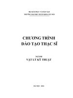 Khung chương trình đào tạo thạc sĩ Vật lý Kỹ thuật 2015