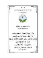 Khảo sát ảnh hưởng của thời gian nuôi cấy và dinh dưỡng đến khả năng sinh acid lactic của lactobacillus acidophilus