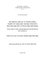 LUẬN VĂN THẠC SĨ KHOA HỌC HÓA HỌC: KếT HợP DạY HọC Dự ÁN VớI HOạT ĐộNG  NGHIÊN CứU KHOA HọC CHO HọC SINH LớP 12 PHầN HÓA HọC HữU CƠ TRUNG HọC PHổ THÔNG