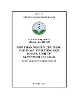 Góp phần nghiên cứu nâng cao hoạt tính tổng hợp kháng sinh từ streptomyces 184 21 
