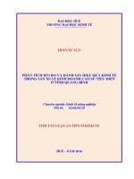 Phân tích rủi ro và đánh giá hiệu quả kinh tế trong sản xuất kinh doanh cao su tiểu điền ở tỉnh quảng bình (TT)