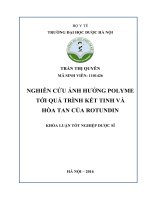 Nghiên cứu ảnh hưởng polyme tới quá trình kết tinh và hòa tan của rotundin