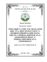 Tổng hợp và thử tác dụng sinh học của một số dẫn chất Nhydroxypropenamid mang khung 3spiro1,3dioxolan2oxoindolin hoặc 3spiro1,3ditholan2oxoindolin
