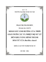 Khảo sát ảnh hưởng của thời gian nuôi cấy và nhiệt độ xử lý đến khả năng hình thành bào tử của Bacillus clausii