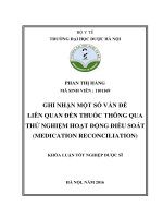 Ghi nhận một số vấn đề liên quan đến thuốc thông qua thử nghiệm hoạt động điều soát (medication reconciliation) 