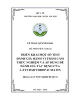 Triển khai một số test đánh giá hành vi trầm cảm thực nghiệm và áp dụng để đánh giá tác dụng của l tetrahydropalmatin 