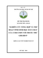 Nghiên cứu tổng hợp và thử hoạt tính sinh học dẫn chất của curcumin với thuốc thử Girard P