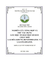 Nghiên cứu tổng hợp và thử tác dụng gây độc tế bào một số dẫn chất mới lai hóa khung benzimidazol và 1,3,4oxadiazol