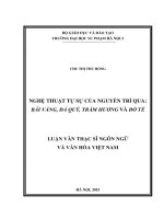 Nghệ thuật tự sự của nguyễn trí qua bãi vàng, đá quý, trầm hương và đồ tể 
