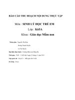 BÁO CÁO THU HOẠCH NỘI DUNG THỰCTẬP: SINH LÝ HỌC TRẺ EM