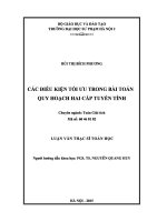 Luận văn thạc sĩ toán học Các điều kiện tối ưu trong bài toán quy hoạch hai cấp tuyến tính