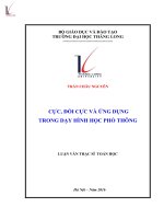 Luận văn thạc sĩ toán cực, đối cực và ứng dụng trong dạy hình học phổ thông 