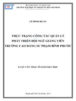 Thực trạng công tác quản lý phát triển đội ngũ giảng viên trường cao đẳng sư phạm bình phước 