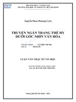 Truyện ngắn trang thế hy dưới góc nhìn văn hóa 