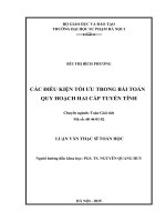 Các điều kiện tối ưu trong bài toán quy hoạch hai cấp tuyến tính