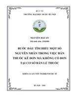 Bước đầu tìm hiểu một số nguyên nhân trong việc bán thuốc kê đơn mà không có đơn tại cơ sở bán lẻ thuốc 