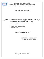 Quan hệ văn hóa pháp – việt trong lĩnh vực giáo dục ở nam kỳ (1867 – 1945) 