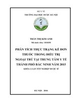 Phân tích thực trạng kê đơn thuốc trong điều trị ngoại trú tại trung tâm y tế thành phố bắc ninh năm 2015 