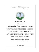 Khảo sát tình hình sử dụng ceftriaxon trên trẻ sơ sinh tại trung tâm chăm sóc và điều trị sơ sinh   bệnh viện phụ sản trung ương 