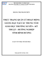 Thực trạng quản lý hoạt động giảng dạy tại các trung tâm giáo dục thường xuyên – kỹ thuật – hướng nghiệp tỉnh bình dương 
