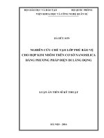 Nghiên cứu chế tạo lớp phủ bảo vệ cho hợp kim nhôm trên cơ sở nanosilica bằng phương pháp điện di lắng đọng