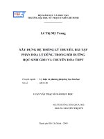 Xây dựng hệ thống lý thuyết, bài tập phần hóa lý dùng trong bồi dưỡng học sinh giỏi và chuyên hóa THPT 