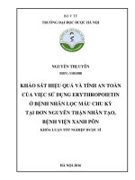 Khảo sát hiệu quả và tính an toàn của việc sử dụng erythropoietin ở bệnh nhân lọc máu chu kỳ tại đơn nguyên thận nhân tạo, bệnh viện xanh pôn 