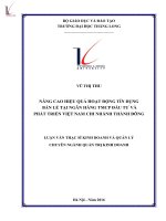 Nâng cao hiệu quả hoạt động tín dụng bán lẻ tại ngân hàng TMCP đầu tư và phát triển việt nam chi nhánh thành đông 