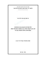 Đánh giá đa dạng di truyền một số mẫu giống lúa thu thập tại lào về đặc điểm nông sinh học 