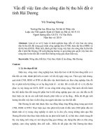 Luận văn thạc sỹ ngành kinh tế lý luận  Đại học khoa học xã hội và nhân văn: Vấn đề việc làm cho nông dân bị thu hồi đất ở Hải Dương
