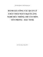 Đánh giá công tác quản lý chất thải nguy hại ở làng nghề đúc nhôm, chì Văn Môn – Yên Phong – Bắc Ninh