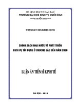 CHÍNH SÁCH NHÀ NƯỚC VỀ PHÁT TRIỂN DỊCH VỤ TÍN DỤNG CỦA CHDCND LÀO ĐẾN NĂM 2020