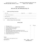 BIÊN NHẬN hồ sơ ĐĂNG ký dự THI TRÌNH độ THẠC sĩ