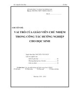 skkn VAI TRÒ CỦA GIÁO VIÊN CHỦ NHIỆM TRONG CÔNG TÁC HƯỚNG NGHIỆP CHO HỌC SINH