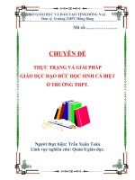 skkn THỰC TRẠNG VÀ GIẢI PHÁP GIÁO DỤC ĐẠO ĐỨC HỌC SINH CÁ BIỆT Ở TRƯỜNG THPT.