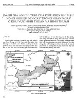 ĐÁNH GIÁ ẢNH HƯỞNG CỦA ĐIỀU KIỆN KHÍ HẬU NÔNG NGHIỆP ĐẾN CÂY TRỒNG NGẮN NGÀY Ở KHU VỰC NINH THUẬN VÀ BÌNH THUẬN