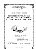 skkn MỘT SỐ BIỆN PHÁP NÂNG CAO HIỆU QUẢ CÔNG TÁC CHỦ NHIỆM Ở TRƯỜNG TRUNG HỌC PHỔ THÔNG