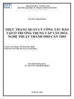 Thực trạng quản lý công tác đào tạo ở trường trung cấp văn hóa nghệ thuật thành phố cần thơ 