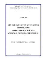 Kết hợp dạy một số kĩ năng sống cho học sinh trong dạy học ngữ văn ở trường trung học phổ thông 