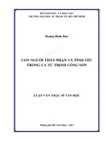 Con người thân phận và tình yêu trong ca từ trịnh công sơn 