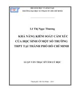 Khả năng kiểm soát cảm xúc của học sinh ở một số trường THPT tại thành phố hồ chí minh 