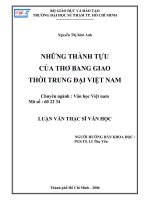 Những thành tựu của thơ bang giao thời trung đại việt nam 
