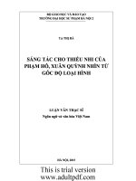 Luận văn thạc sĩ sáng tác cho thiếu nhi của phạm hổ, xuân quỳnh nhìn từ góc độ loại hình 