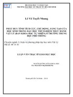 Phát huy tính tích cực, chủ động, sáng tạo của học sinh trong dạy học thí nghiệm thực hành vật lý (ban khoa học tự nhiên) ở trường trung học phổ thông 