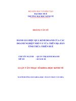 Đánh giá hiệu quả kinh doanh của các doanh nghiệp nhỏ và vừa trên địa bàn tỉnh thừa thiên huế